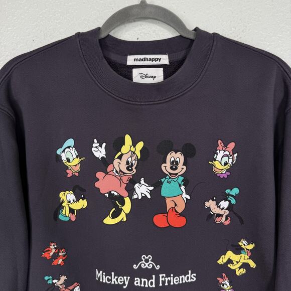 Madhappy Mickey & Friends Sweatshirt XS Disney Crewneck Fleece Gray Sweater - Picture 6 of 14